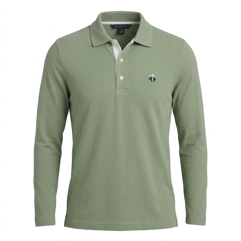 Brooks Brothers Green Knit Collared Embroidered Stretch Polo Men Size M